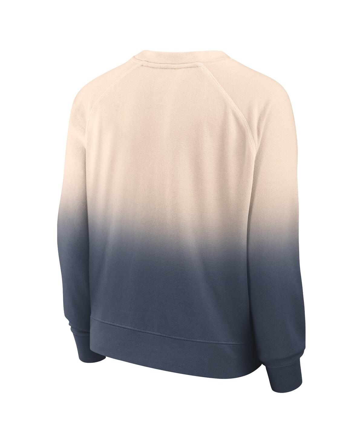 Women's Fanatics Navy Distressed Atlanta Braves Luxe Lounge Arch Raglan Pullover Sweatshirt - Navy