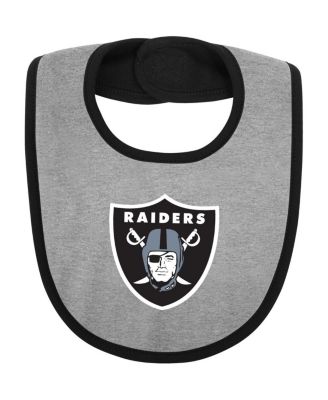 Newborn and Infant Boys and Girls Black, Heather Gray Las Vegas Raiders Home Field Advantage Three-Piece Bodysuit, Bib and Booties Set