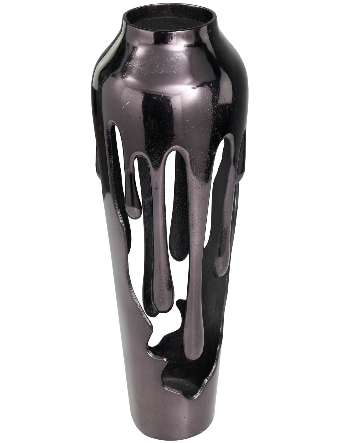 Rosemary Lane Aluminum Drip Vase With Melting Designed Body, 8" X 8" X 19" In Black