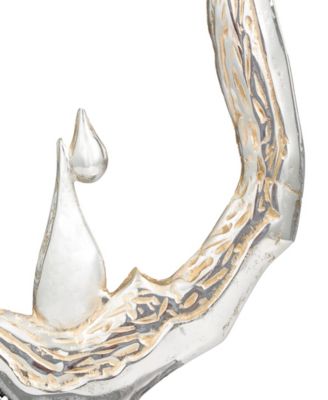 Aluminum Abstract Metallic Melting Drip Collection Sculpture with Marble Base, 19" x 3" x 23"