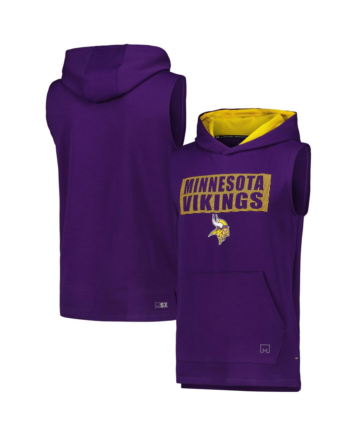Msx By Michael Strahan Men's  Purple Minnesota Vikings Marathon Sleeveless Pullover Hoodie