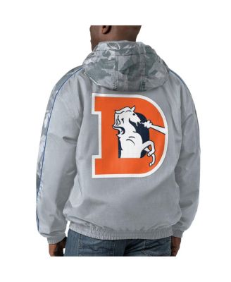 Men's Gray Distressed Denver Broncos Thursday Night Gridiron Throwback Full-Zip Jacket
