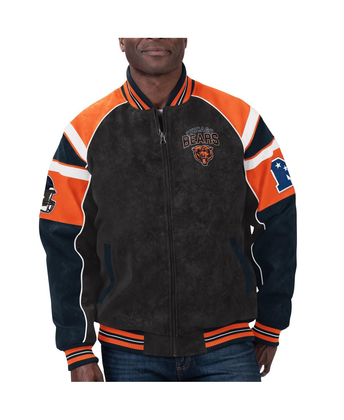 Men's G-iii Sports by Carl Banks Black Chicago Bears Faux Suede Raglan Full-Zip Varsity Jacket - Black