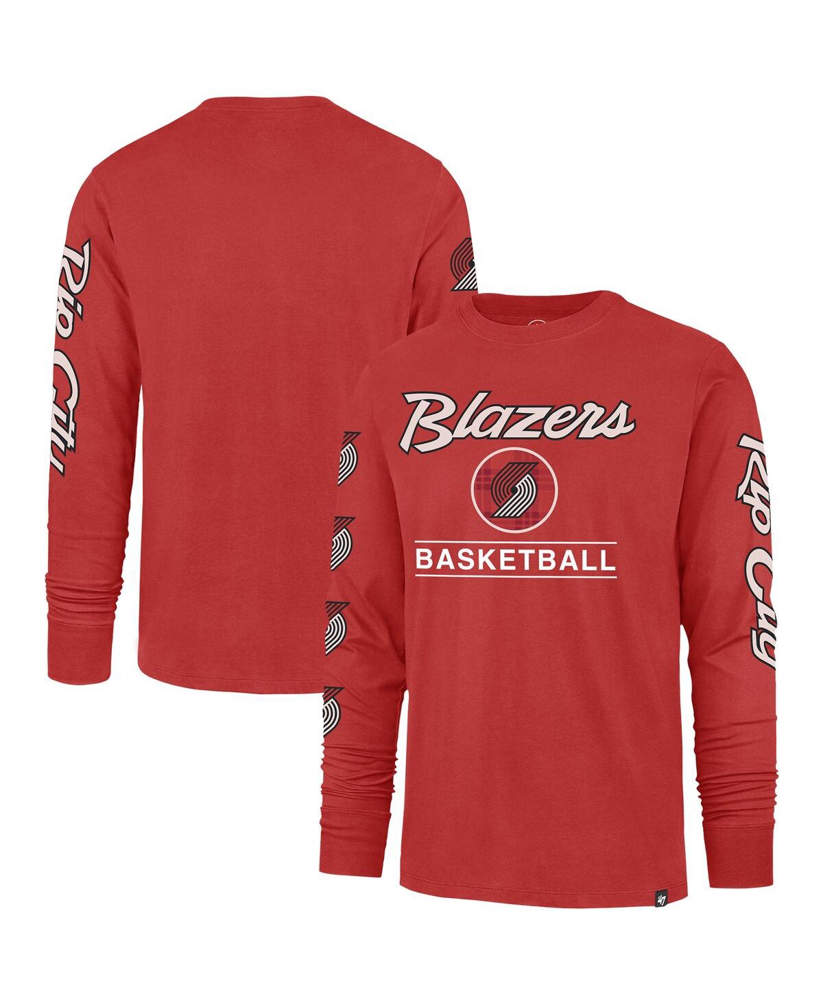 47 Brand Men's ' Red Portland Trail Blazers 2023/24 City Edition Triplet Franklin Long Sleeve T-shirt