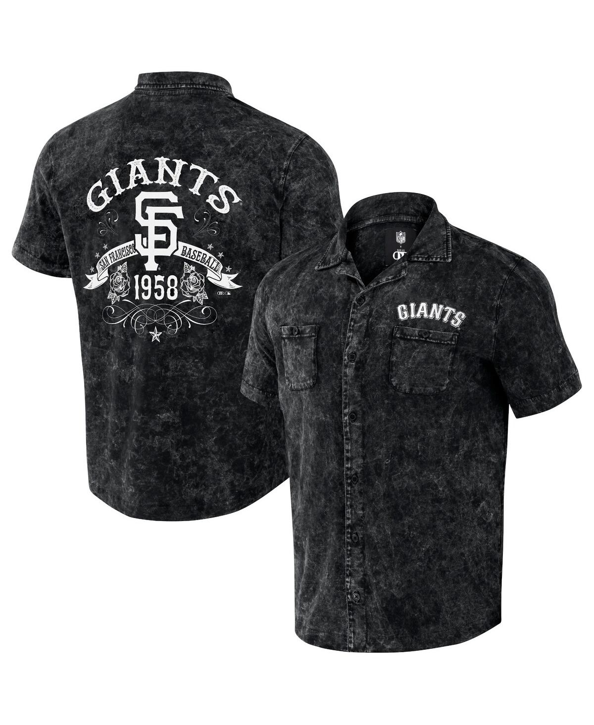Men's Darius Rucker Collection by Fanatics Black Distressed San Francisco Giants Denim Team Color Button-Up Shirt - Black