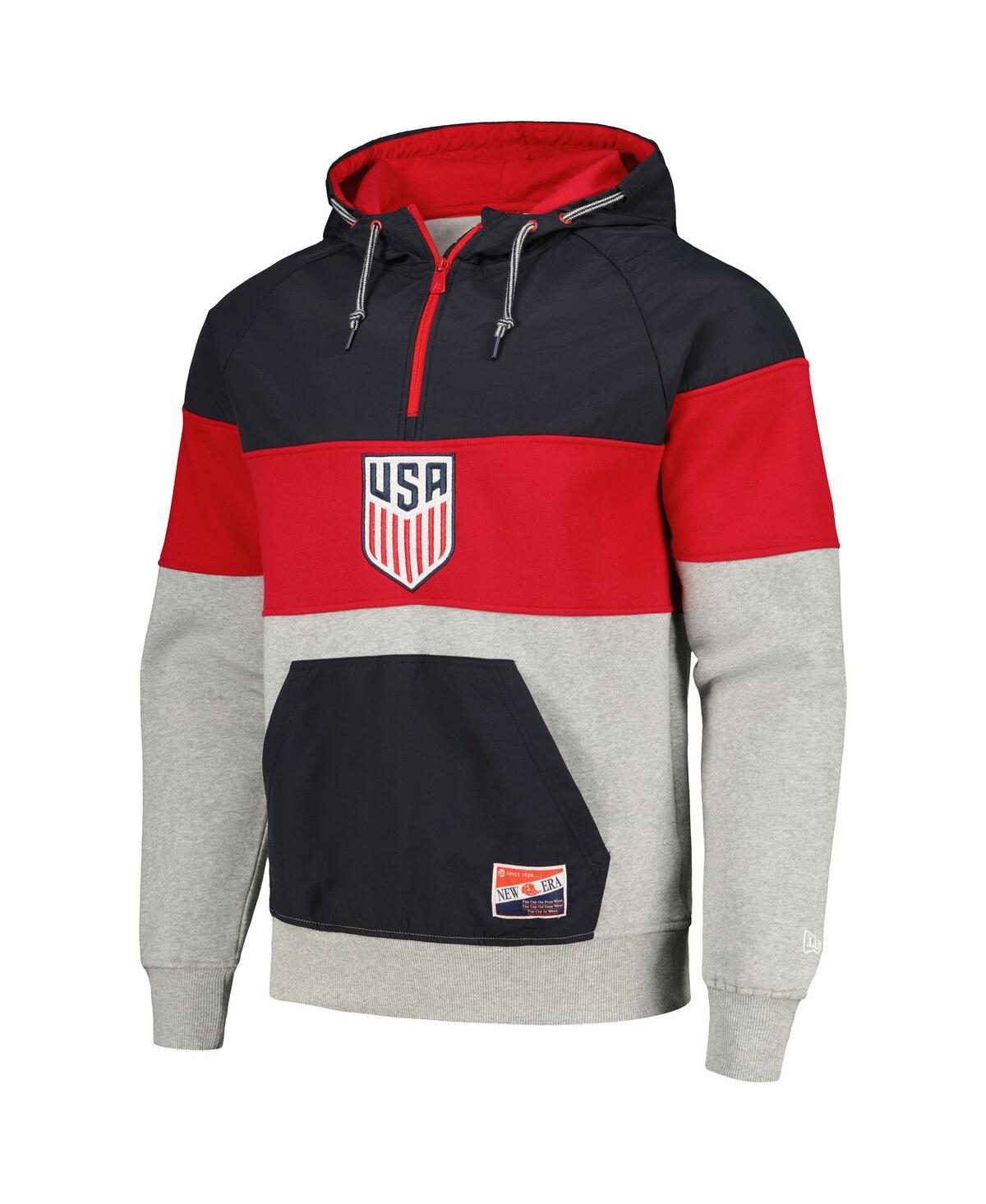 Men's 5th & Ocean by New Era Gray Usmnt Raglan Quarter-Zip Hoodie - Gray