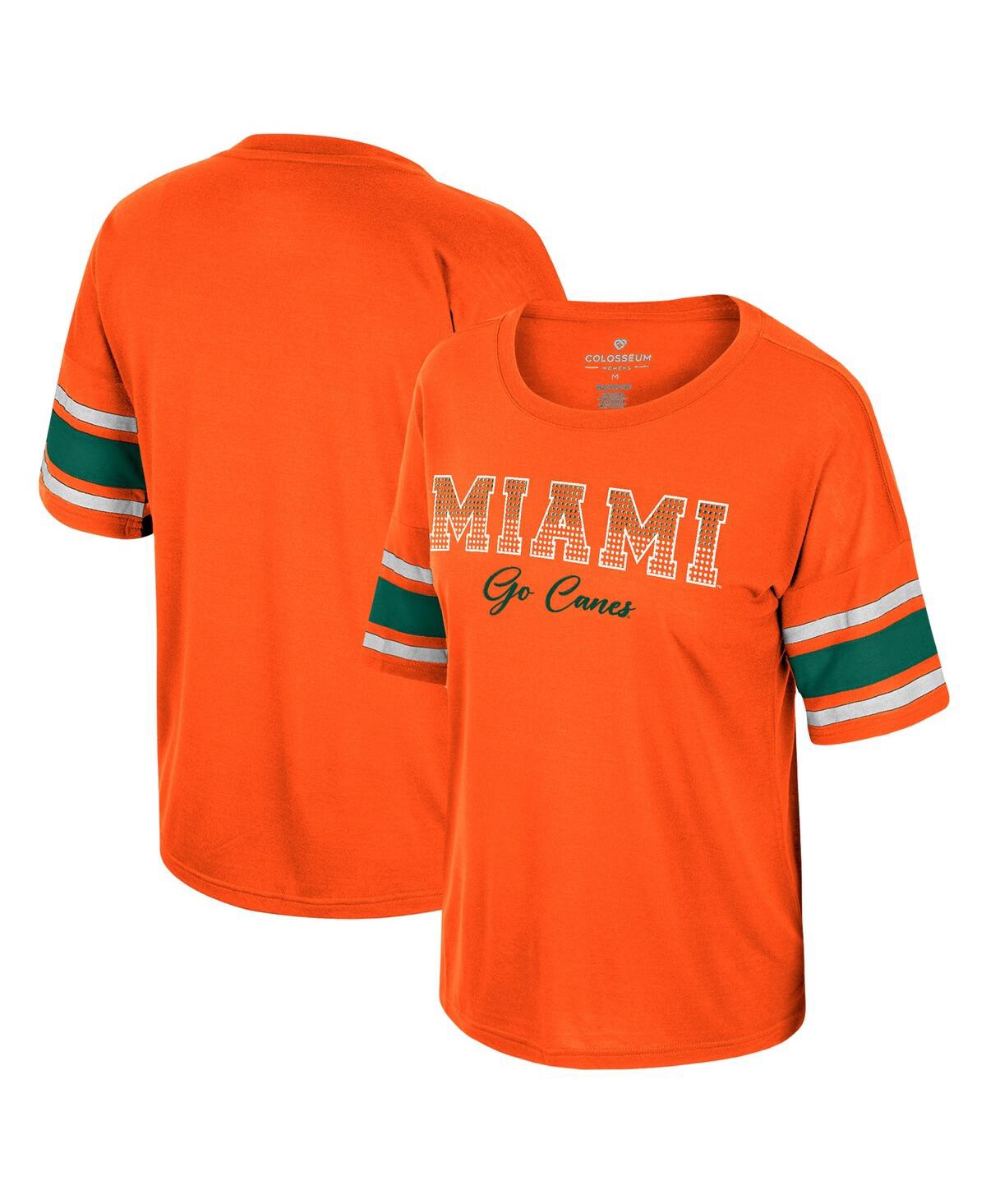 Women's Colosseum Orange Miami Hurricanes I'm Gliding Here Rhinestone T-shirt - Orange