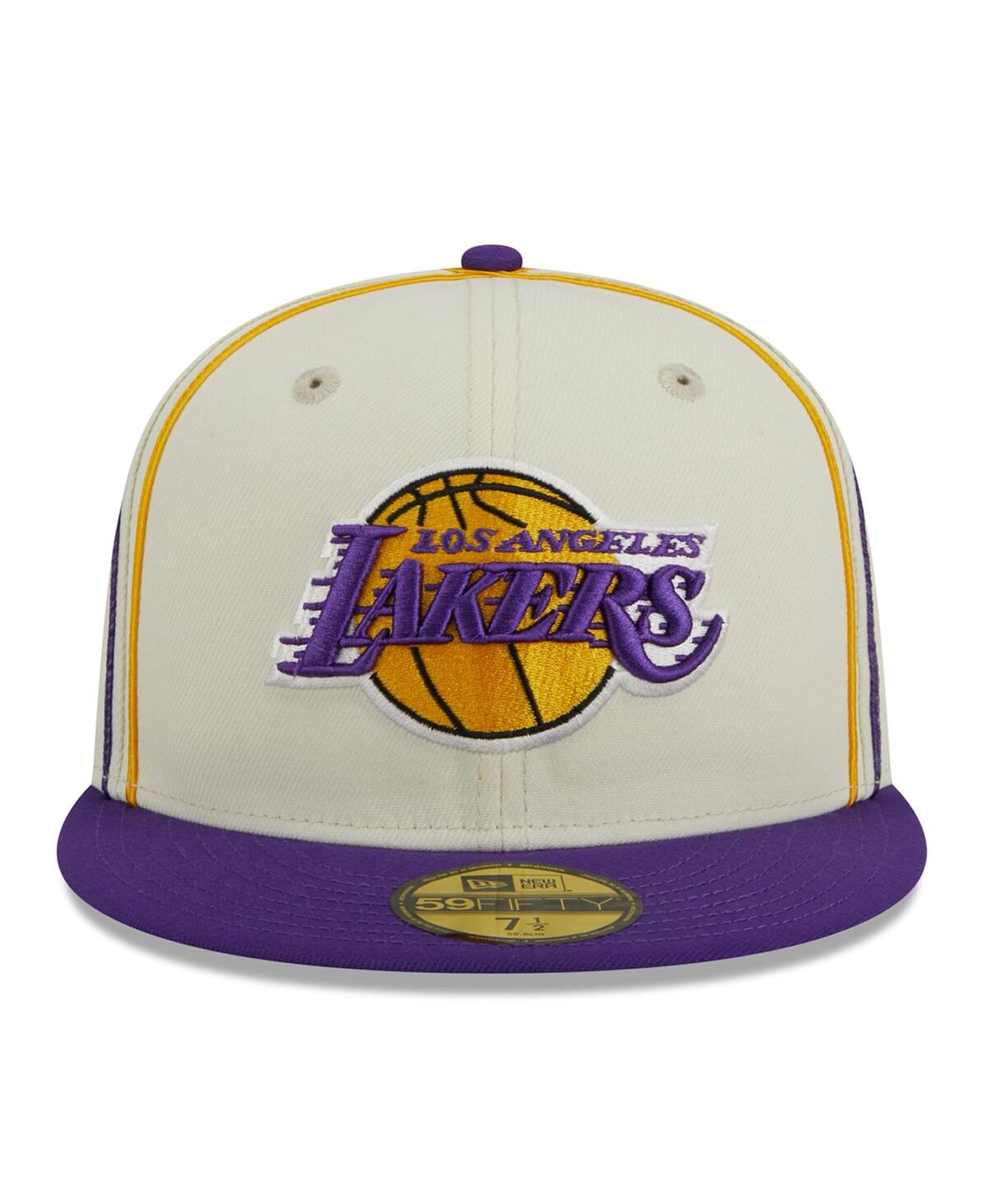 Men's New Era Purple Los Angeles Lakers Piping 2-Tone 59FIFTY Fitted Hat - Purple