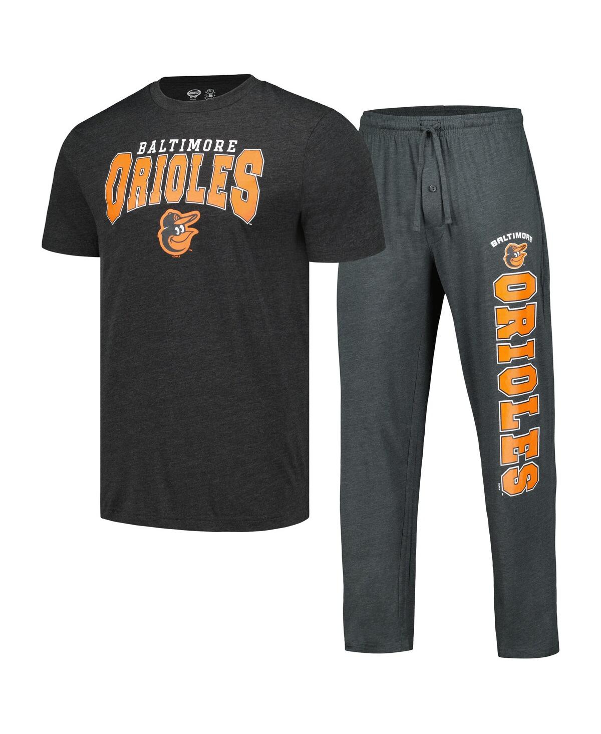 Men's Concepts Sport Charcoal, Black Baltimore Orioles Meter T-shirt and Pants Sleep Set - Charcoal, Black