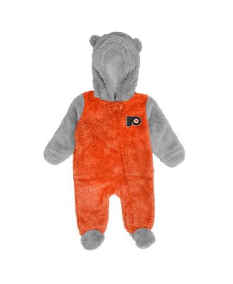Newborn and Infant Boys and Girls Orange Philadelphia Flyers Game Nap Teddy Fleece Bunting Full-Zip Sleeper