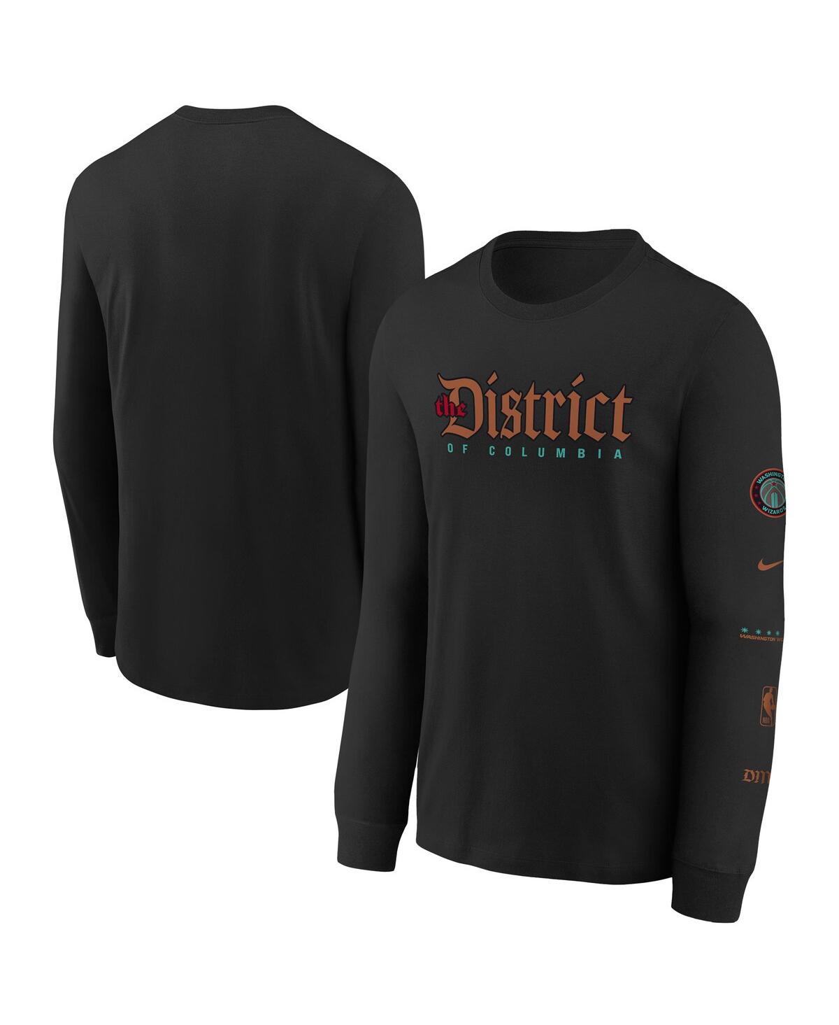 Shop Nike Big Boys  Black Distressed Washington Wizards 2023/24 City Edition Max90 Long Sleeve T-shirt