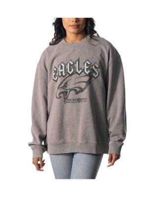 Men's and Women's Gray Philadelphia Eagles Distressed Pullover Sweatshirt