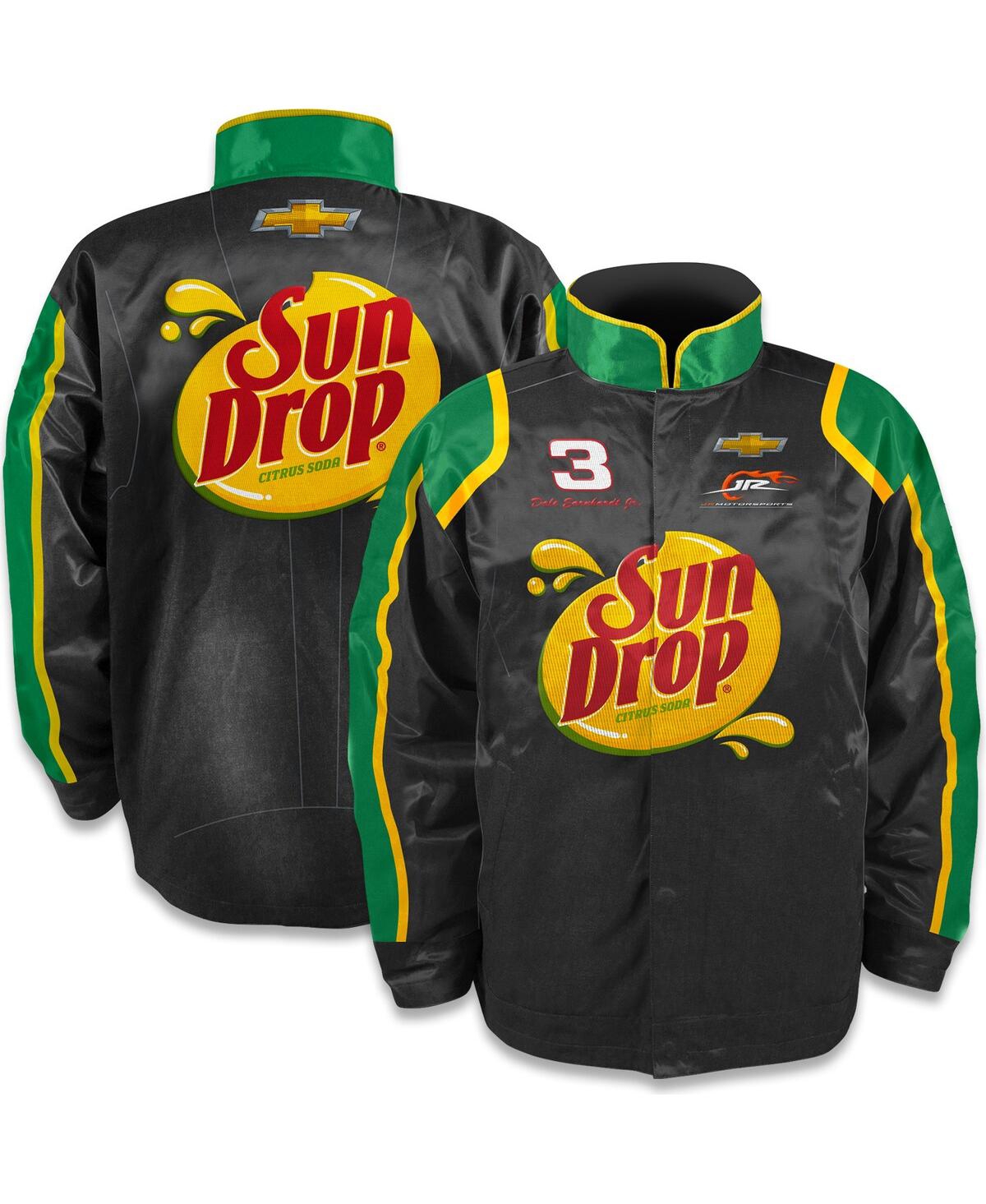 Men's Jr Motorsports Official Team Apparel Black Dale Earnhardt Jr. Sun Drop Nylon Uniform Full-Snap Jacket - Black