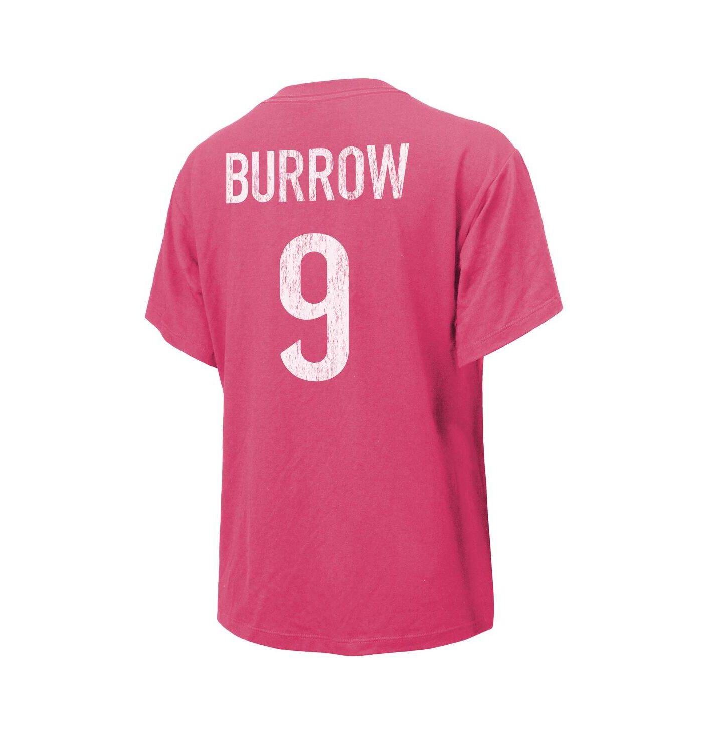 Женская футболка Majestic Threads Joe Burrow Pink Distressed Cincinnati Bengals Name and Number — фото 3