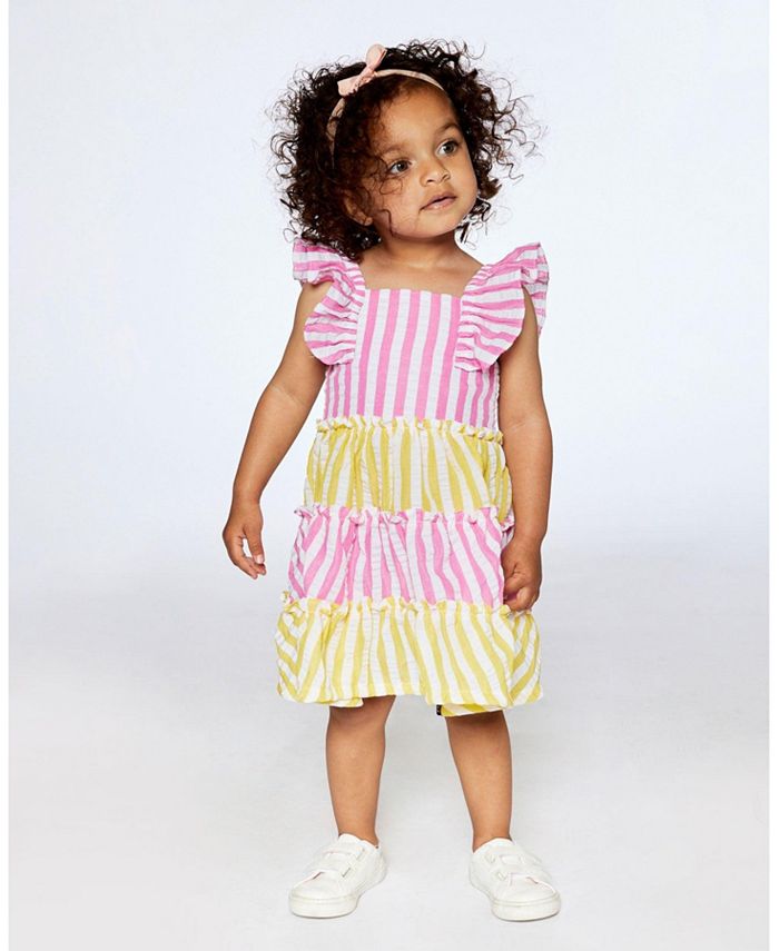 Deux par Deux Girl Striped Seersucker Dress Bubble Gum Pink - Child ...