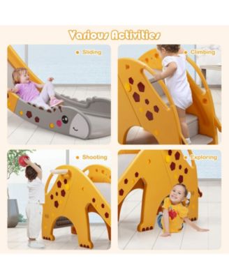 SUGIFT 3-in-1 Kids Climber Slide Play Set with Basketball Hoop