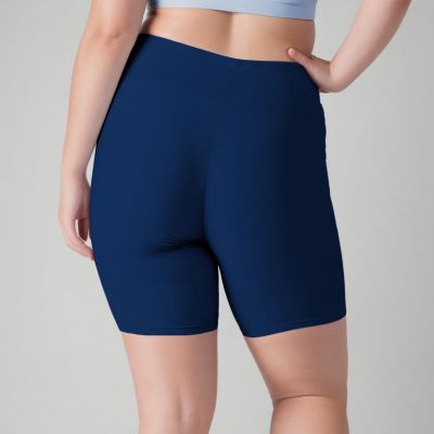 Plus Size Chlorine Resistant High Waisted Mid-Thigh Swim Shorts
