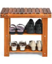 Costway 3-Tier Wood Shoe Rack 27.5' Shoe Bench Freestanding Boots Organizer  Heavy-duty New