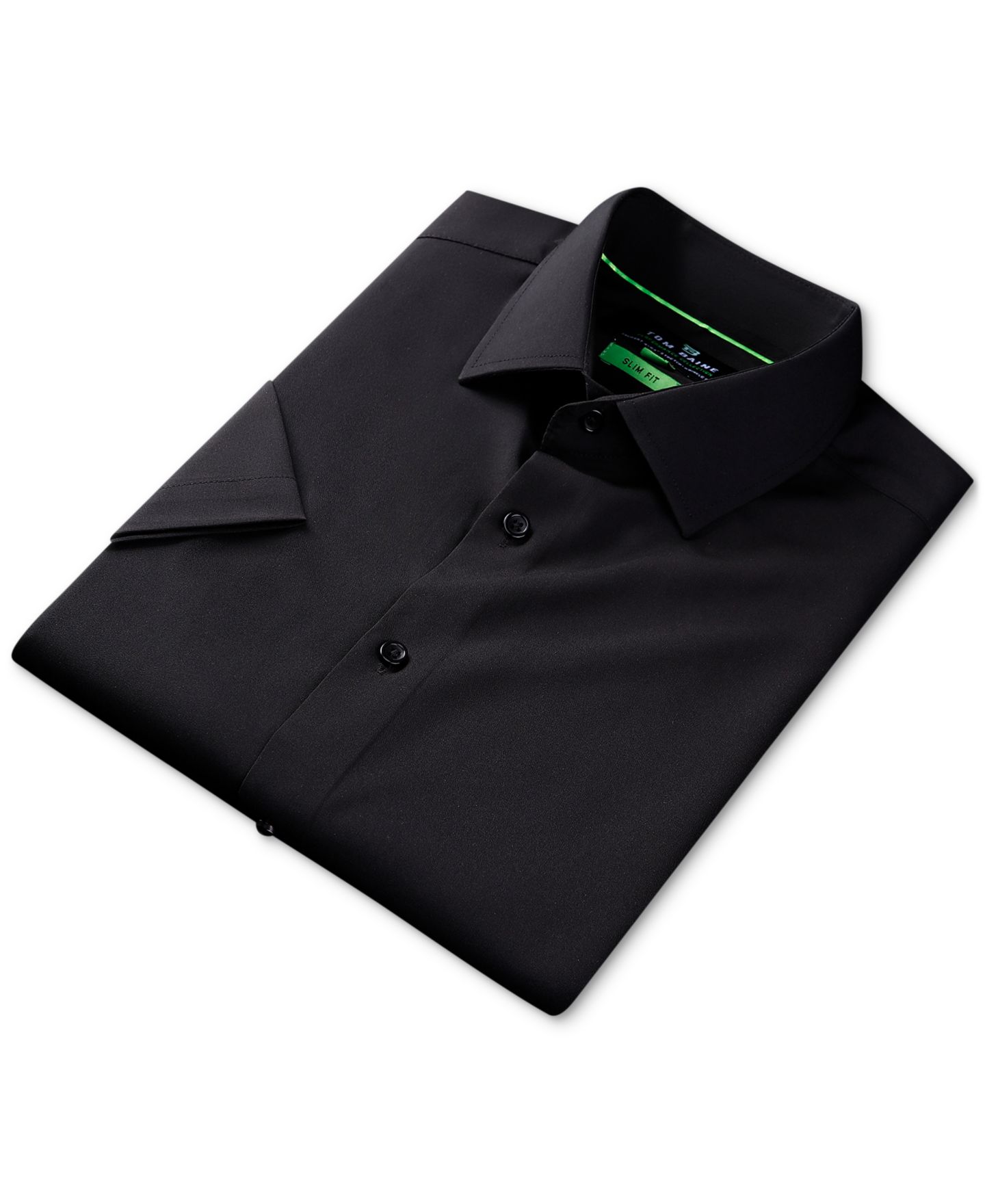 Мужская рубашка Tom Baine Slim Fit Short Sleeve Performance Button Down Dress Shirt, цвет: Чёрный — фото 2