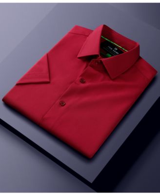 Men's Slim Fit Short Sleeve Performance Button Down Dress Shirt