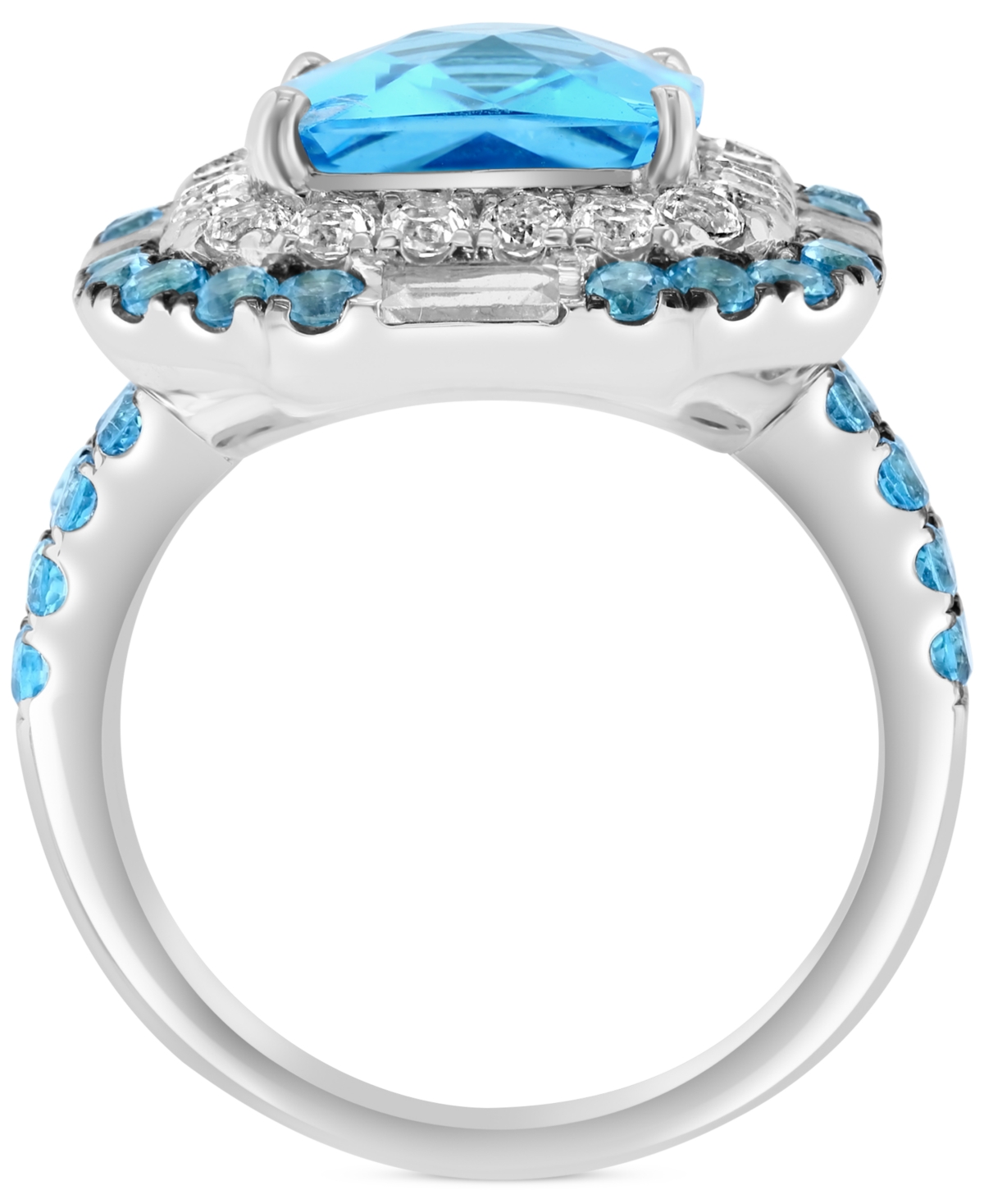 Effy Blue Topaz (7-1/2 ct. t.w.) & White Topaz (1 ct. t.w.) Halo Ring in Sterling Silver