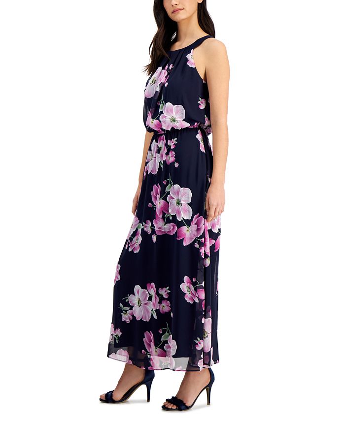 Women's Sleeveless Maxi Dress With Lace Straps | Square Neck Empire Waist A-Line Dress For Spring & Summer - View #11