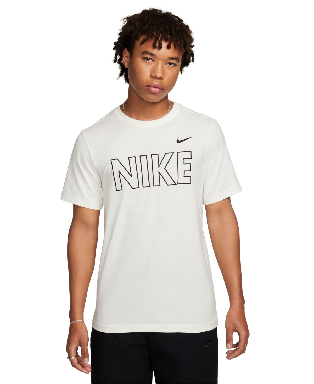 Nike Men's Sportswear Logo Graphic Short Sleeve Crewneck T-shirt In Sail,(black)