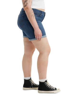Trendy Plus Size Mid-Length Stretch Denim Shorts