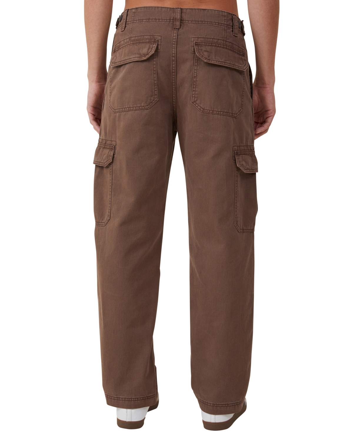 Shop Cotton On Men's Tactical Cargo Pants In Vintage Dark Brown Herringbone