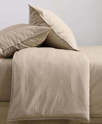 Washed Percale Cotton Solid 3 Piece Duvet Cover Set, Queen