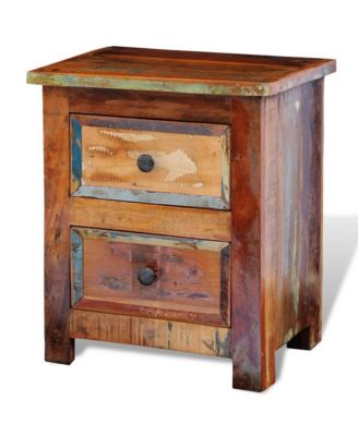 Nightstand with 2 Drawers Solid Reclaimed Wood