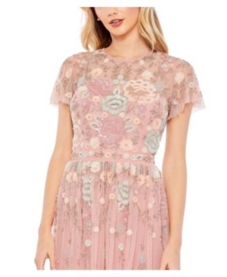 Mac Duggal Women's Embellished Illusion High Neck Butterfly