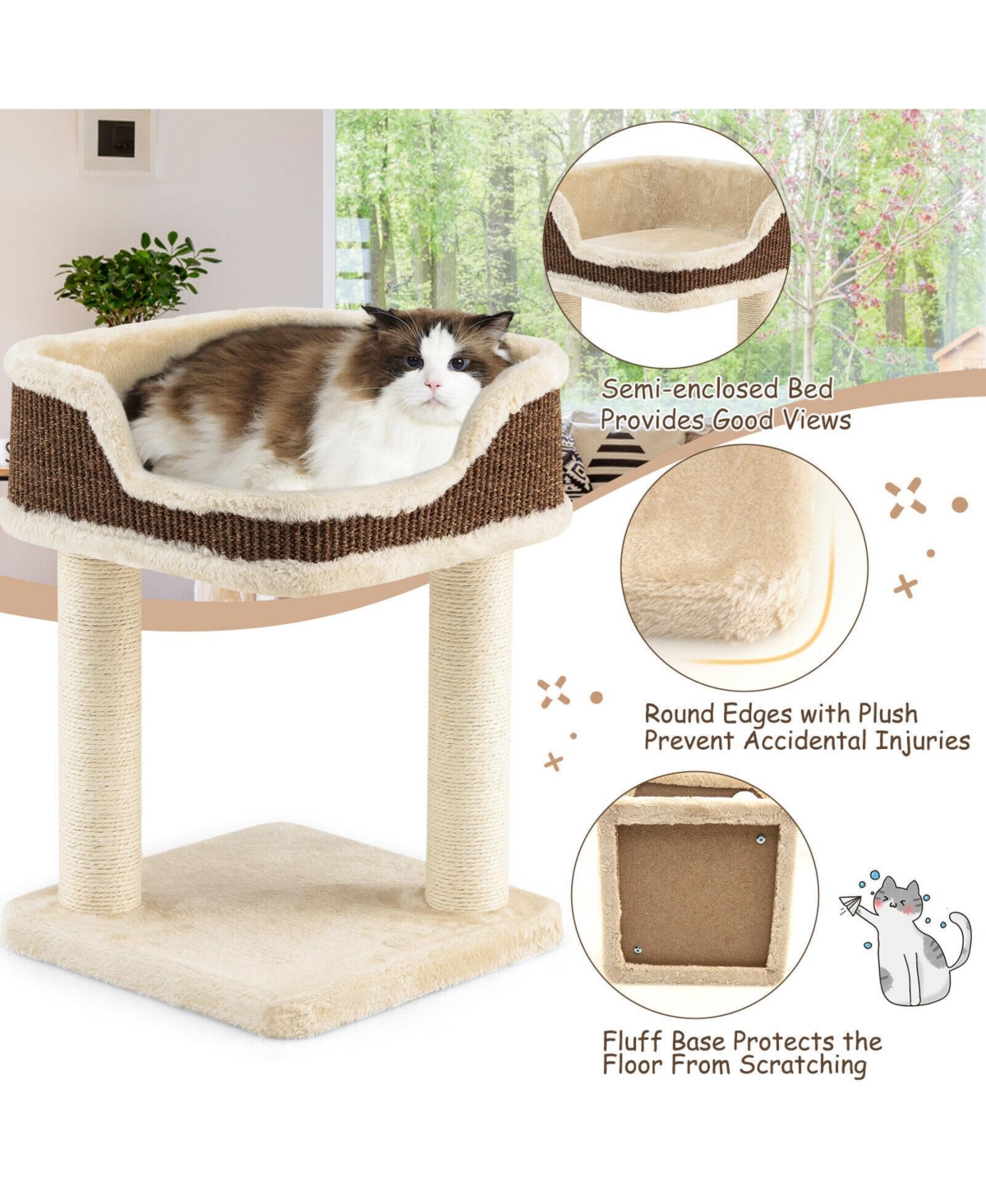 Vebreda Sugift Multi-Level Cat Climbing Tree with Scratching Posts and Large Plush Perch