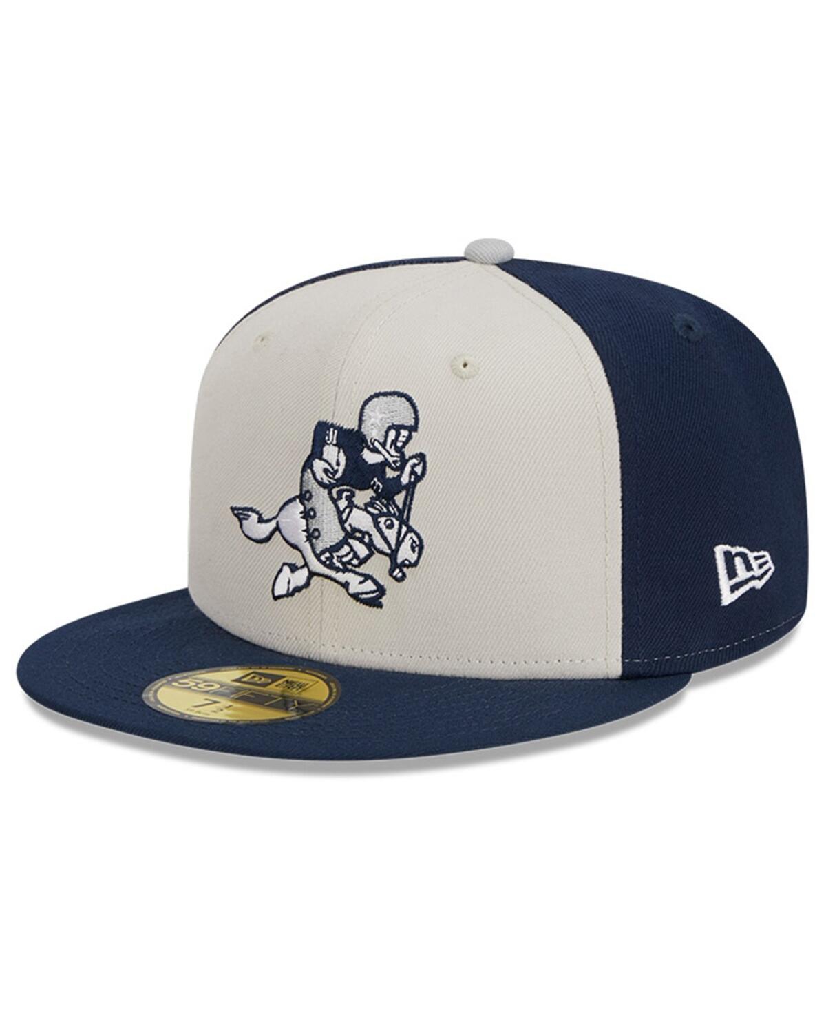 New Era Men's  Cream, Navy Dallas Cowboys 2023 Sideline Historic Low Profile 59fifty Fitted Hat In Cream,navy