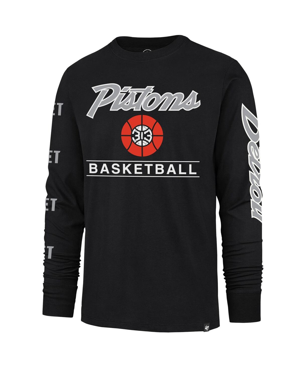 Shop 47 Brand Men's ' Black Detroit Pistons 2023/24 City Edition Triplet Franklin Long Sleeve T-shirt