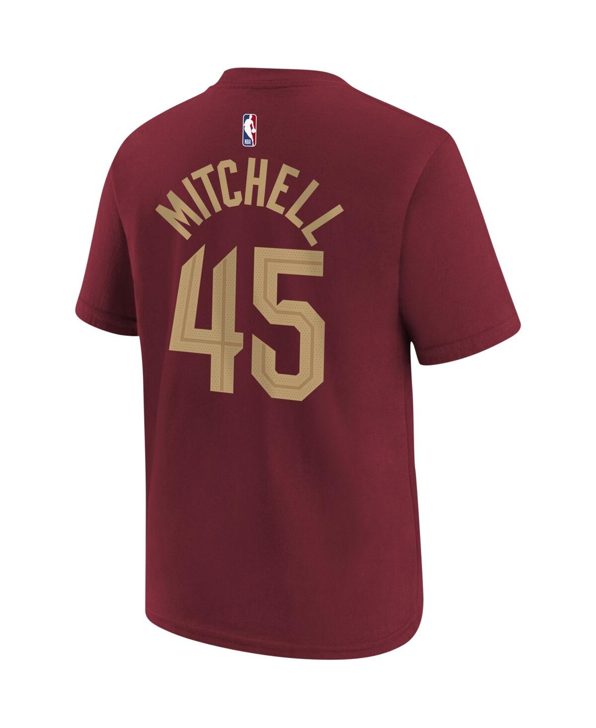 Nike Big Boys  Donovan Mitchell Wine Cleveland Cavaliers Icon Edition Name And Number T-shirt In Wine
