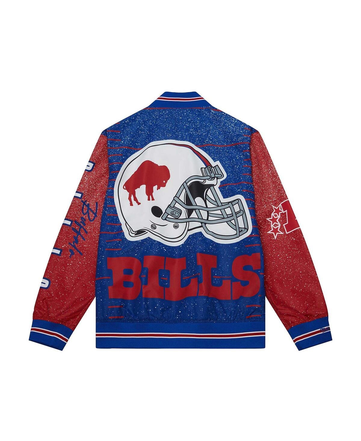 Mitchell & Ness Men's  White Distressed Buffalo Bills Team Burst Warm-up Full-zip Jacket In White