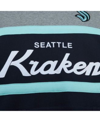 Men's Deep Sea Blue, Gray Seattle Kraken Head Coach Pullover Hoodie