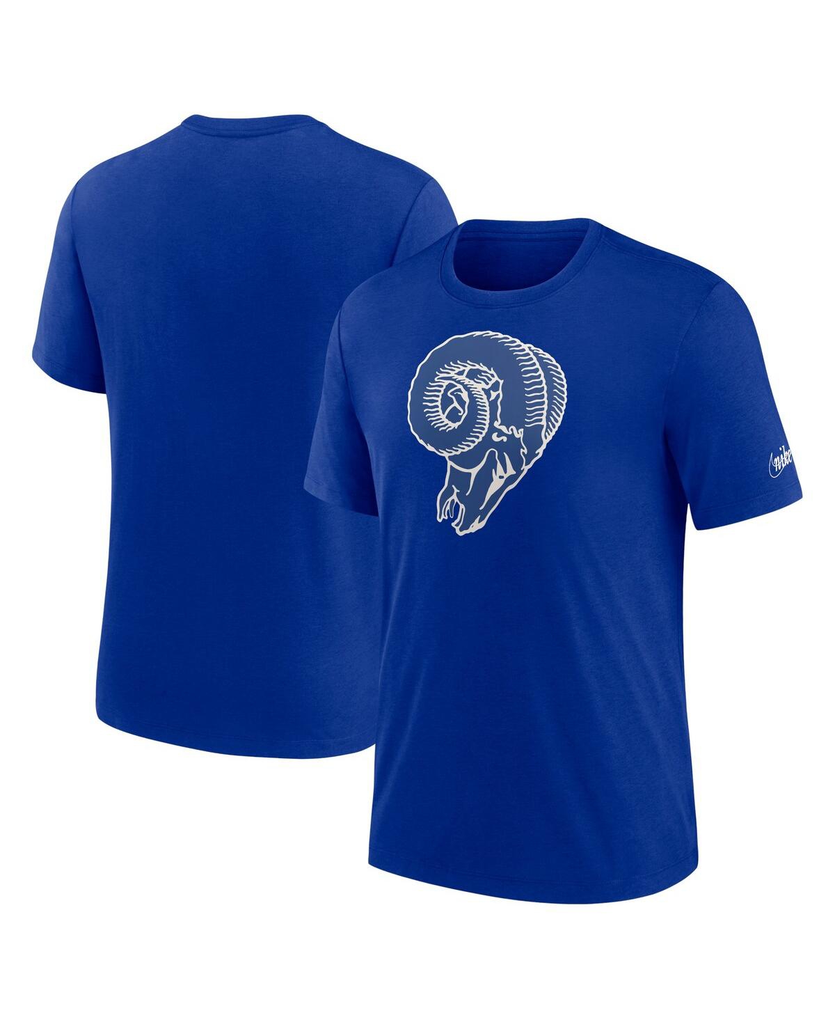 Shop Nike Men's  Royal Los Angeles Rams Rewind Logo Tri-blend T-shirt