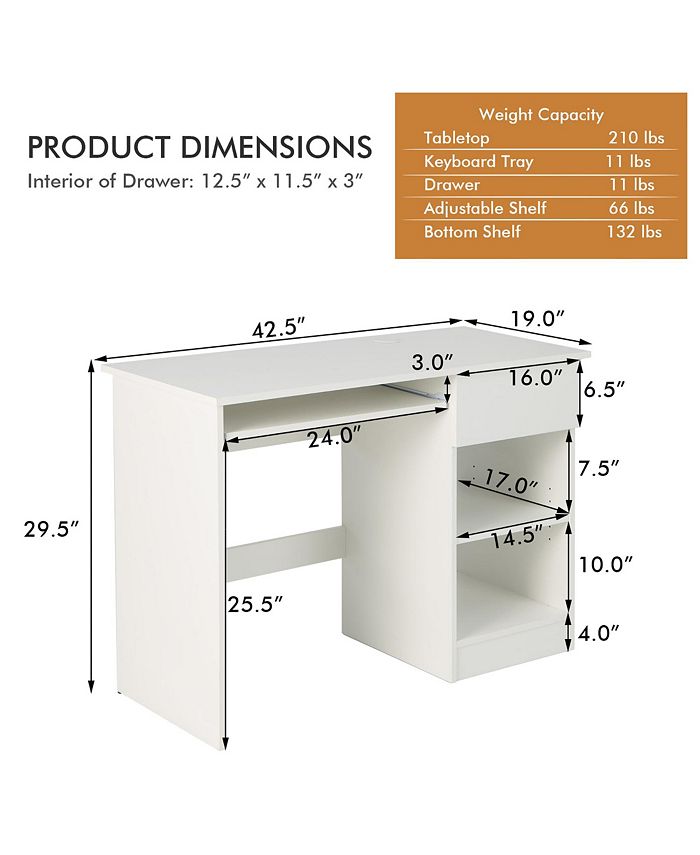 Costway Computer Desk Home Office Workstation Study Laptop Table - Macy's