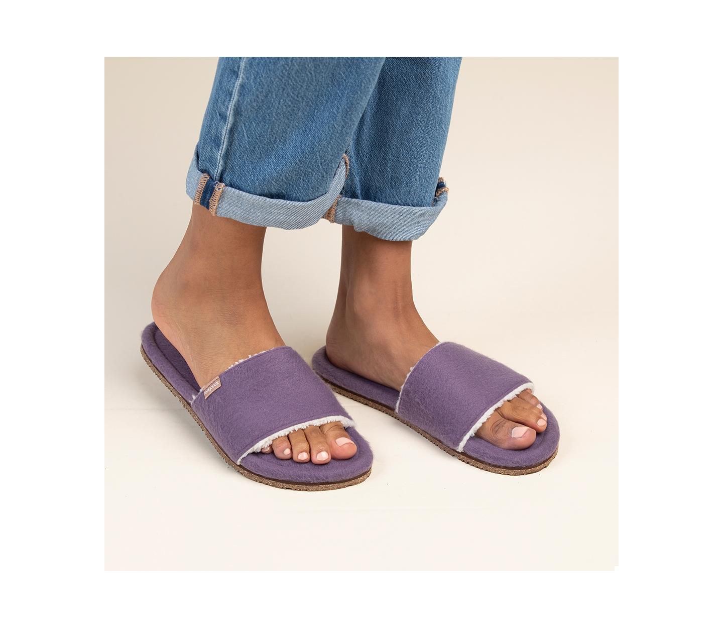 Женские сандалии Feelgoodz Soft Slide Indoor / Outdoor Natural Rubber Sole House, цвет: Сиреневый — фото 2