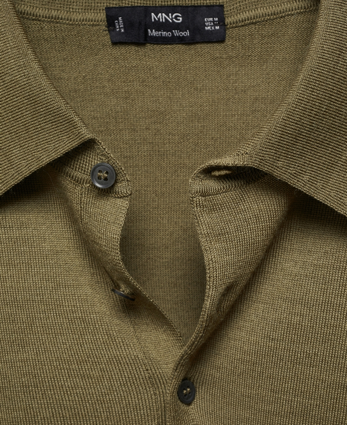 Shop Mango Men's 100% Merino Wool Long- Sleeved Polo Shirt In Green