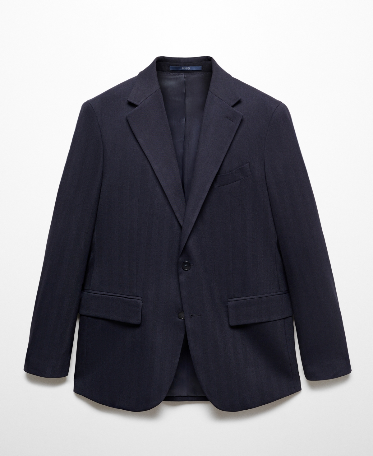 Shop Mango Men's Slim-fit Herringbone Wool Suit Jacket In Navy