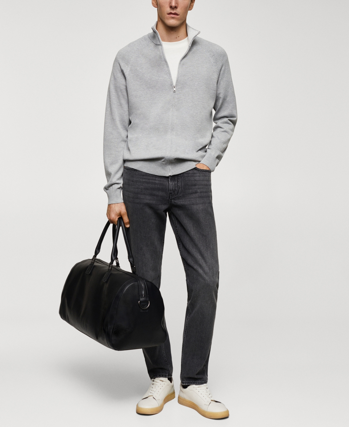 Mango Men's Zipped Cotton Cardigan