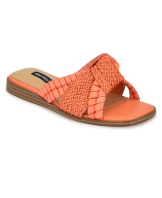 【大特価】Nine West Olson Knotted Flat Slide サンダル Nine West Women's Olson Slip-On Square Toe Flat Sandals - Macy's
