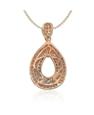 Suzy Levian Sterling Silver Cubic Zirconia Triple Row Tear Drop Dangle Pendant Necklace