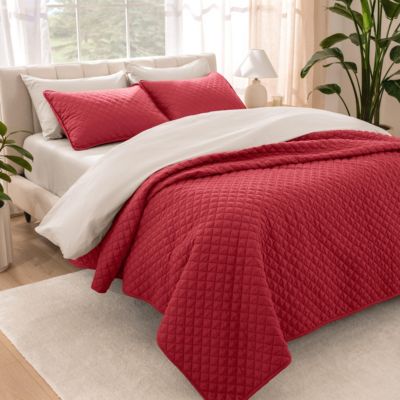 Ultra-soft Diamond Stitched Coverlet 3 Pc Set, Full/Queen