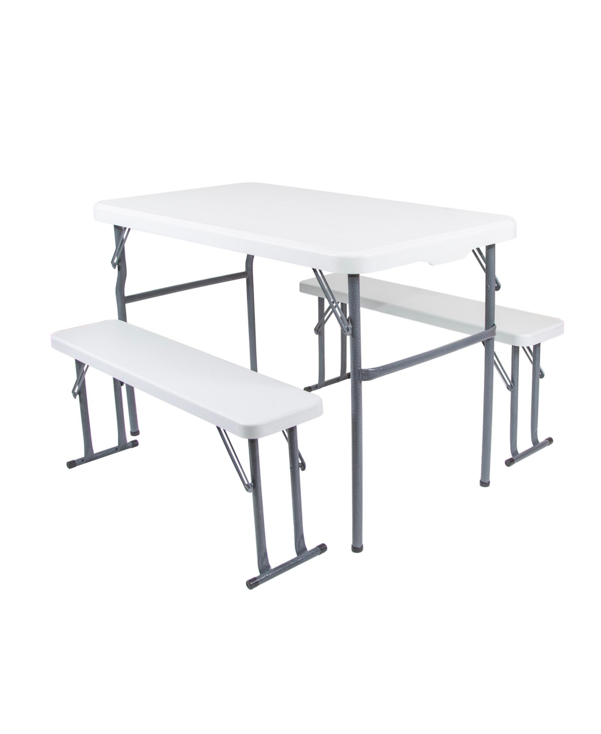 Stan sport Heavy-Duty Camp Table with Benches - White