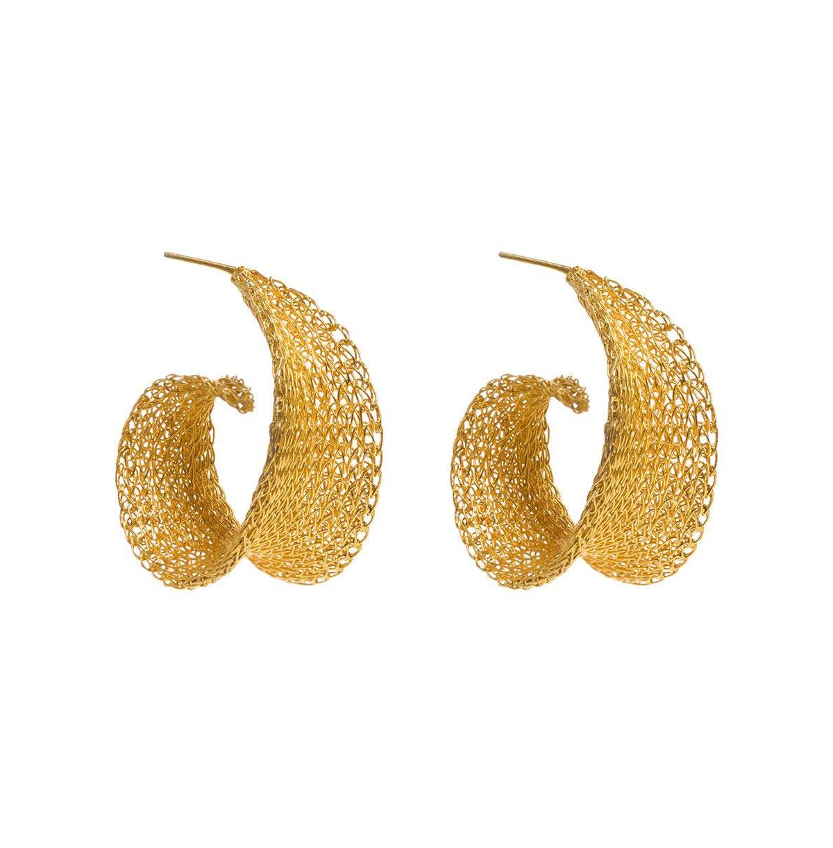Gold Weave Curled Hoops - Gold