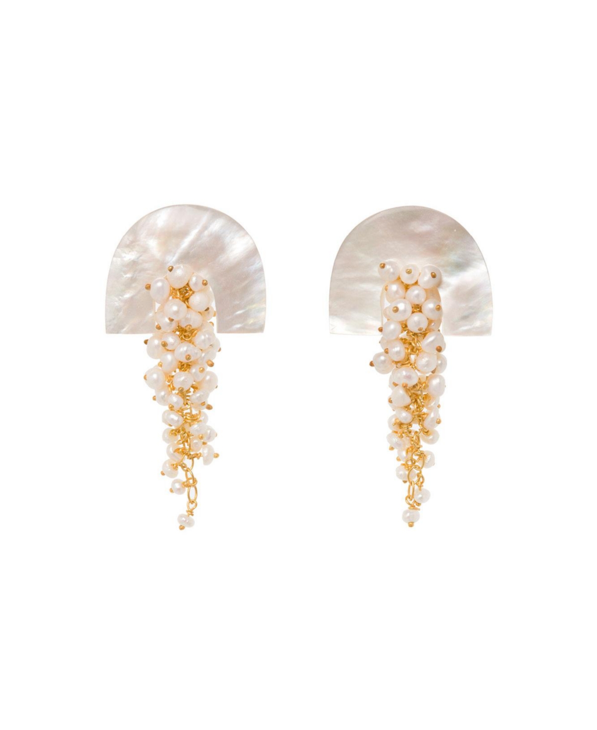 Hakuro Gold Midi Earrings - White